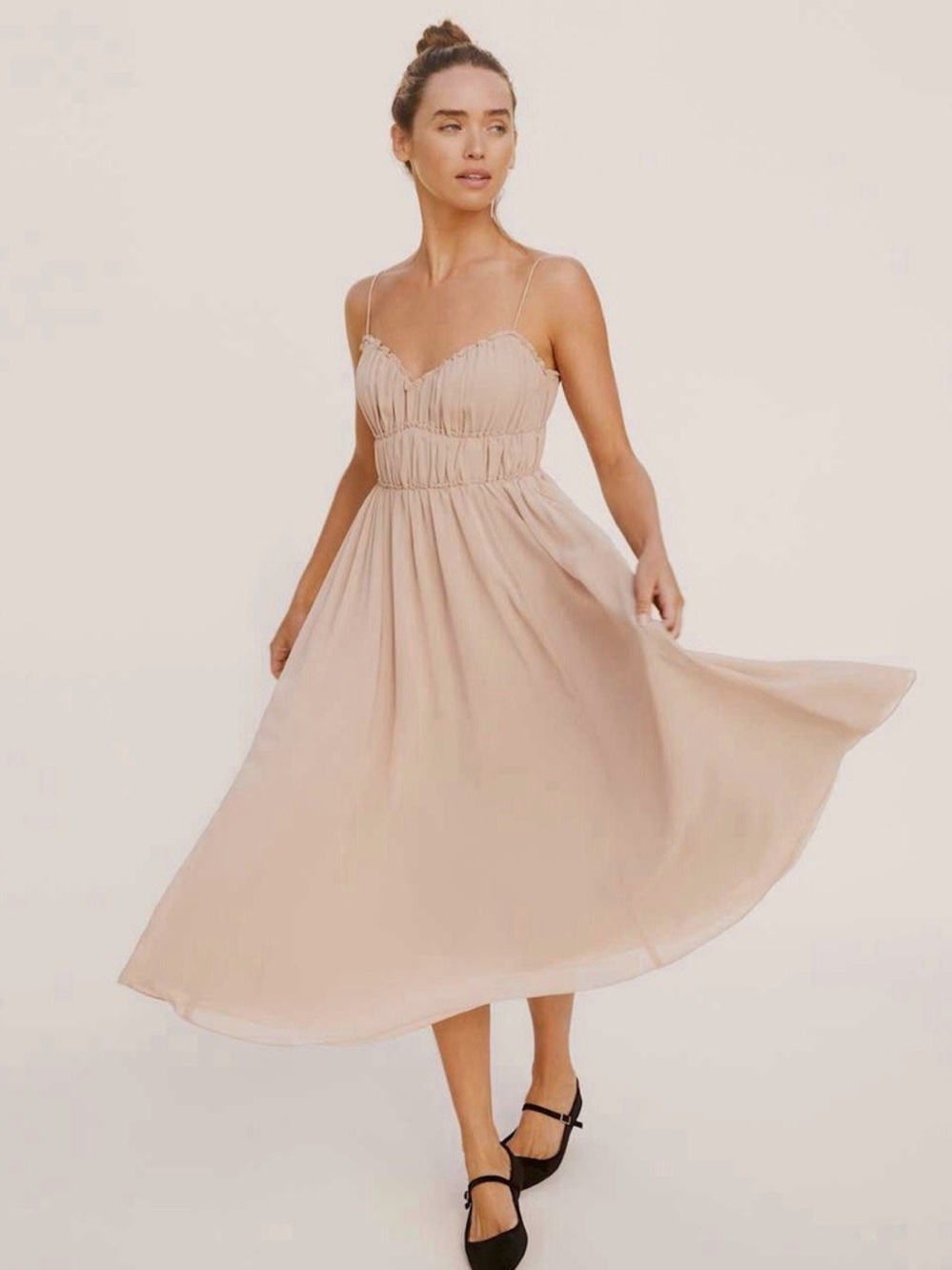 Reformation Strappy Midi Dress in Dusty Rose